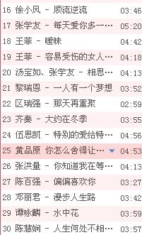 流行经典歌曲排行榜前十